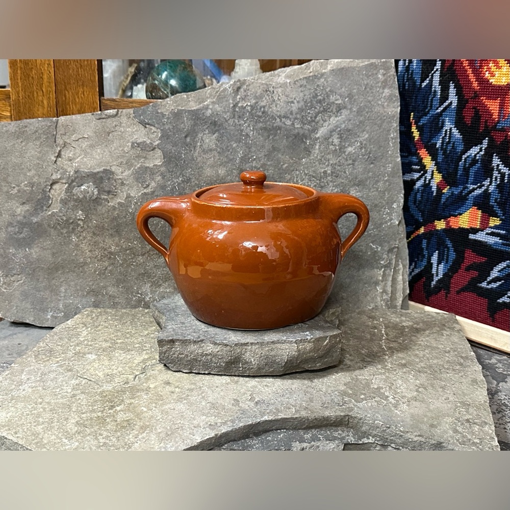 Vintage Canadian Made Stonewear Lidded Pot with Handles